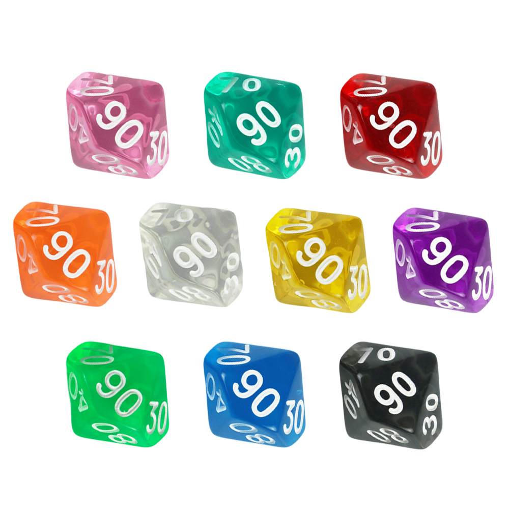 Board Game Digital - D10(00-90) Dice Set 10pcs Transparents 10