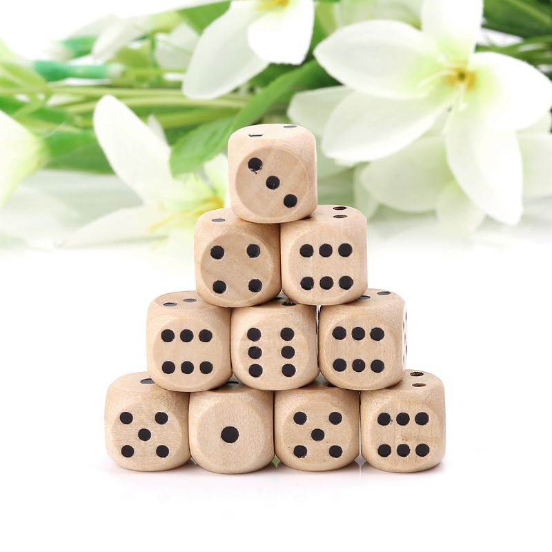 Board Game Digital - 10Pcs Wooden 6 Sided D6 Faces